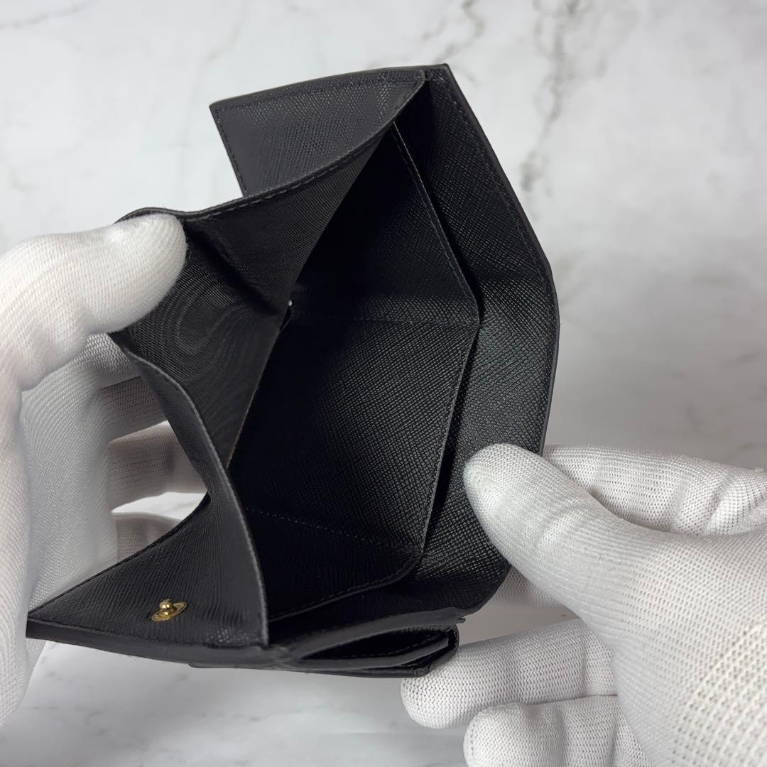 PRADA プラダ 3つ折り財布 コンパクト ブラック