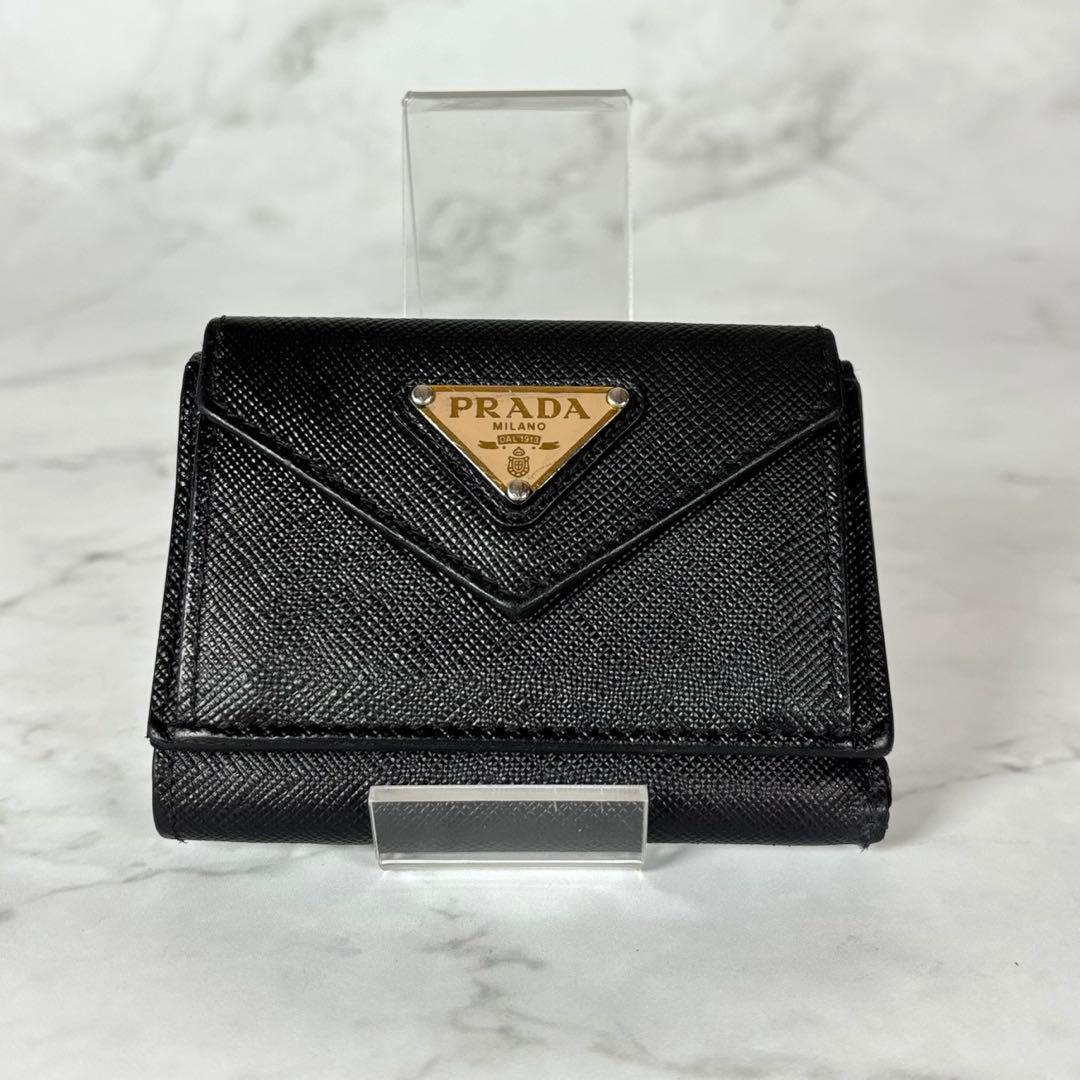 PRADA プラダ 3つ折り財布 コンパクト ブラック