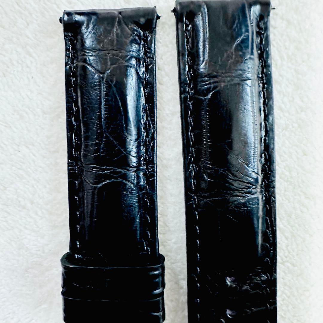 2803#19mm-18mmブラック★本物クロコダイルレザーベルト★スイス製