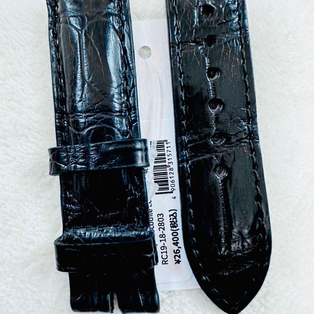 2803#19mm-18mmブラック★本物クロコダイルレザーベルト★スイス製