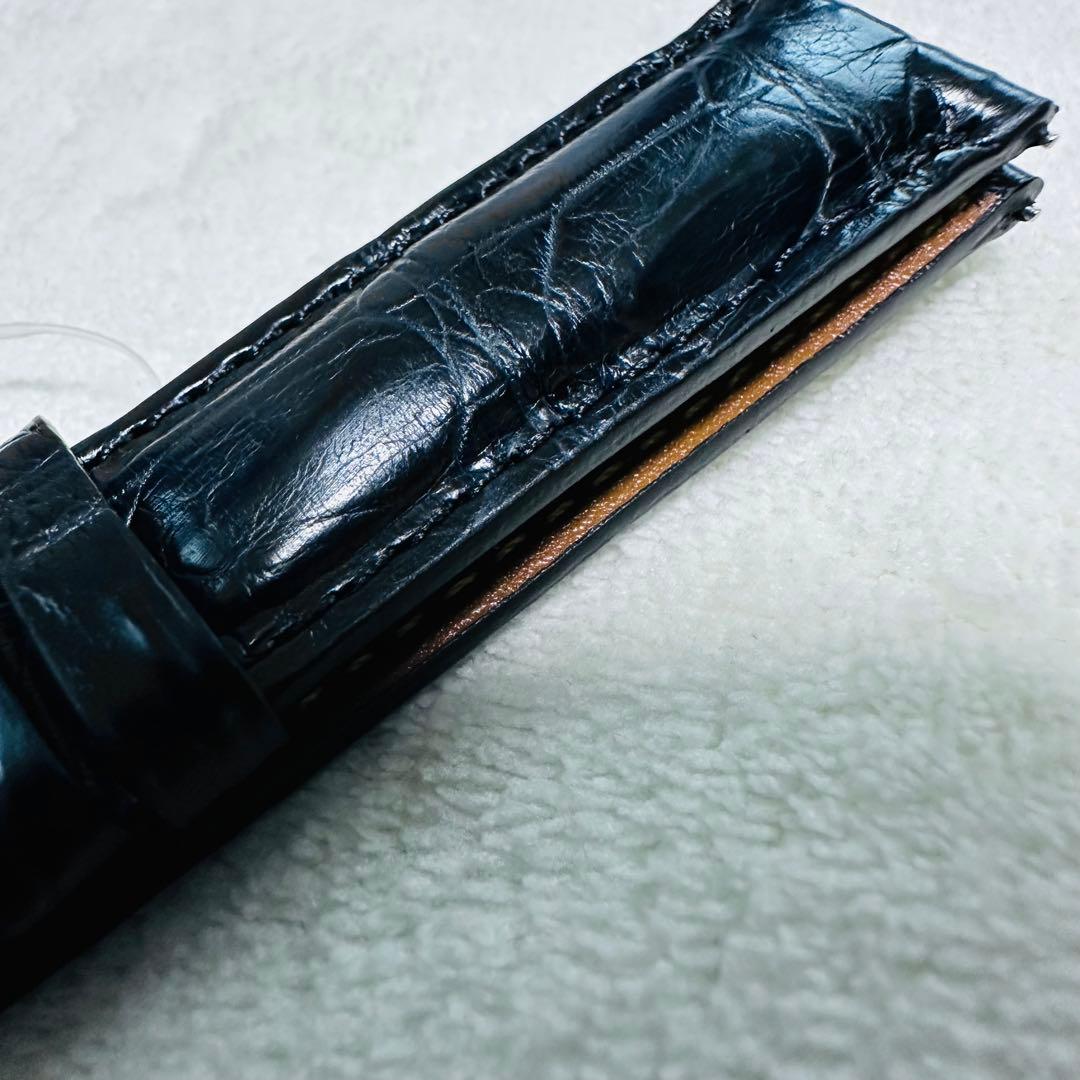 2803#19mm-18mmブラック★本物クロコダイルレザーベルト★スイス製