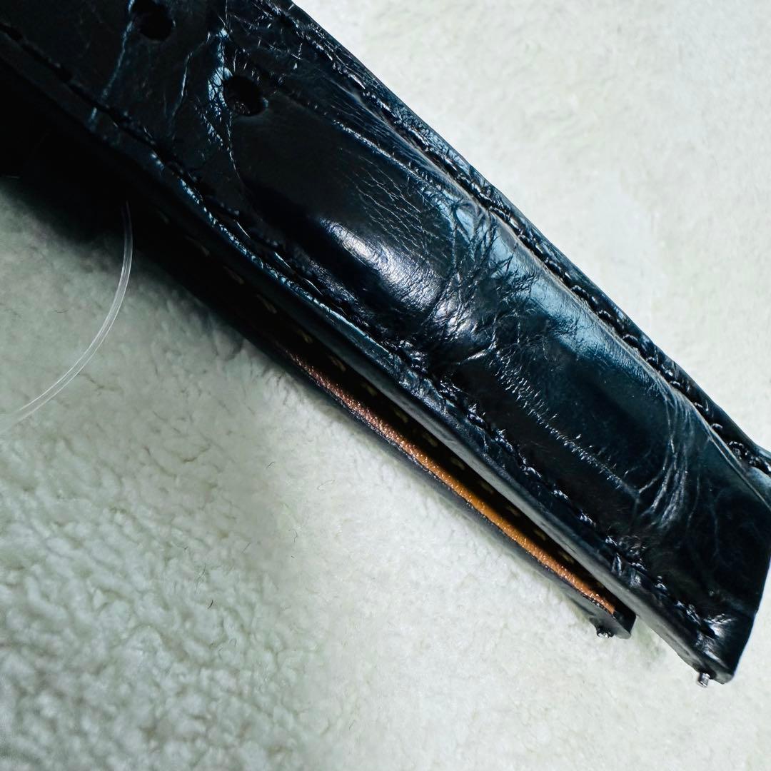 2803#19mm-18mmブラック★本物クロコダイルレザーベルト★スイス製