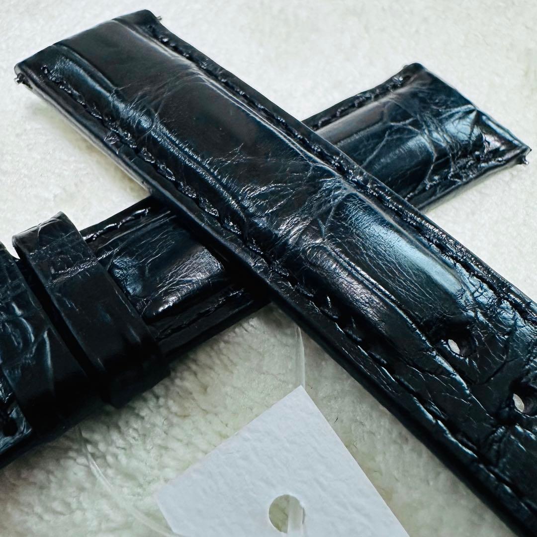 2803#19mm-18mmブラック★本物クロコダイルレザーベルト★スイス製