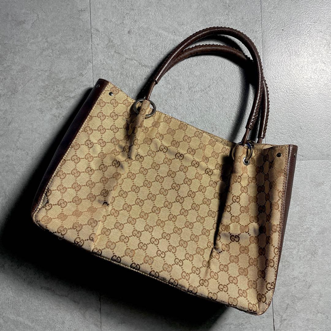 希少✨️ OLD GUCCI グッチ トートバッグ ggキャンバス レザー