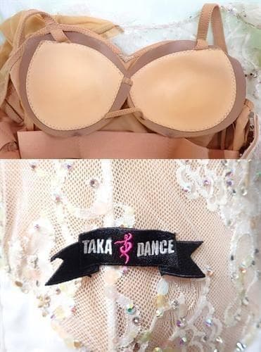 6360★タカダンス★オフ白×黄緑/レース/スタンダードドレス☆社交ダンス