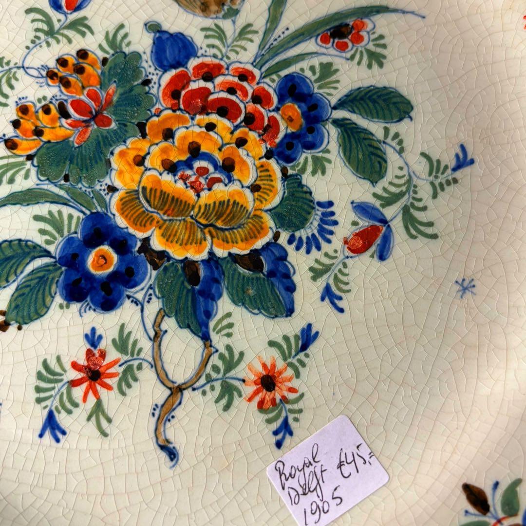  Delft フラワーモチーフ プレート 1905年製