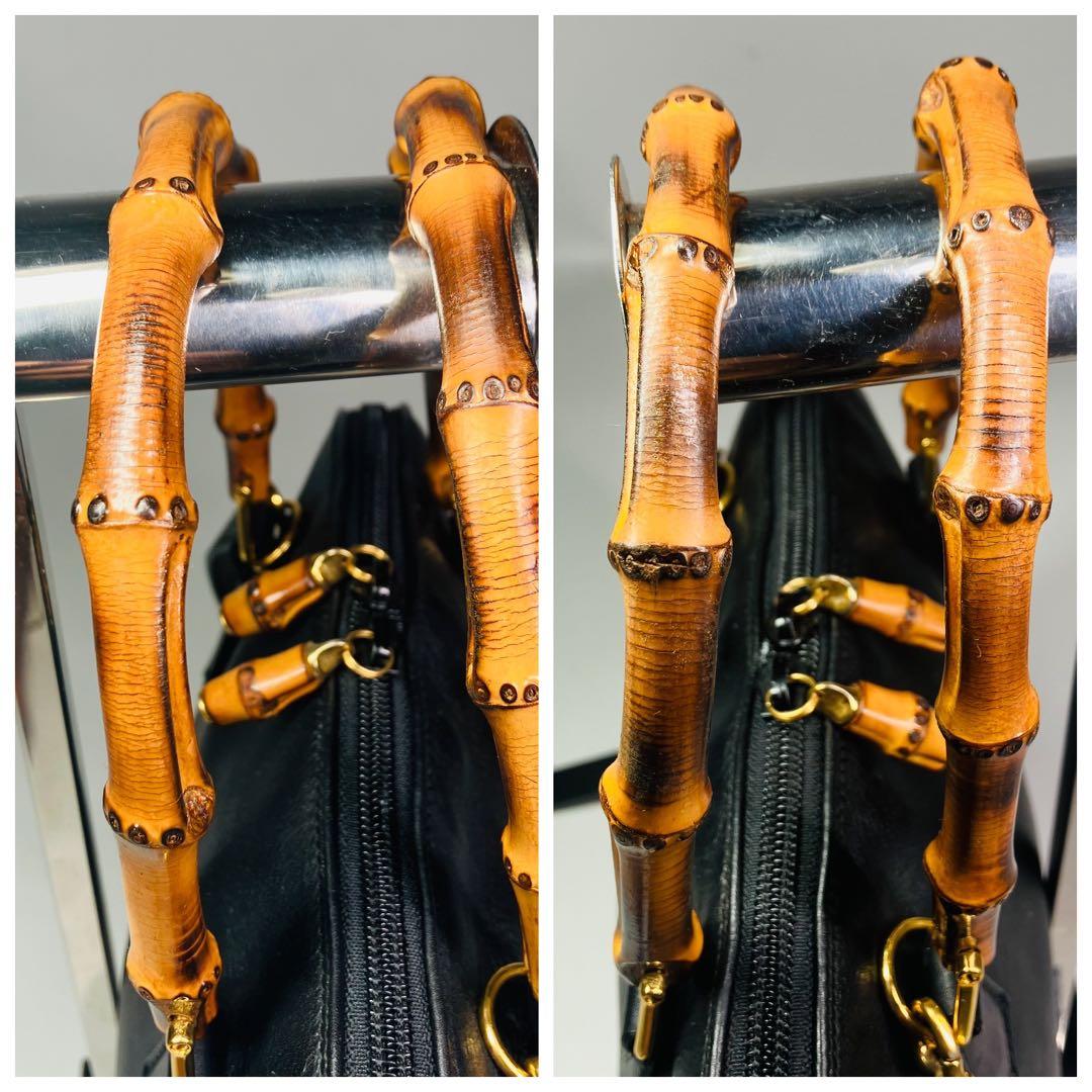 美品　GUCCI オールド　グッチ　バンブー　2way ショルダー　バッグ　黒