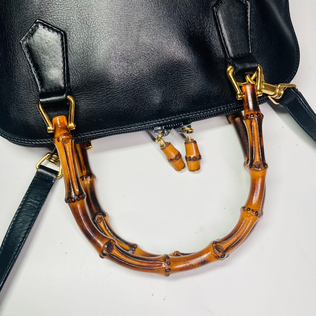 美品　GUCCI オールド　グッチ　バンブー　2way ショルダー　バッグ　黒