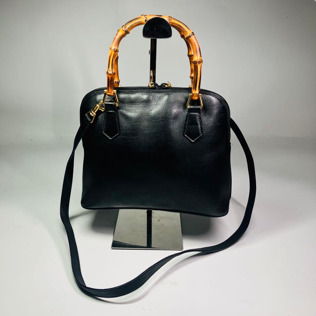 美品　GUCCI オールド　グッチ　バンブー　2way ショルダー　バッグ　黒