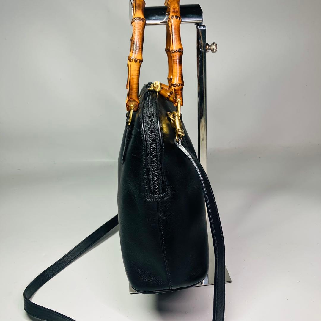 美品　GUCCI オールド　グッチ　バンブー　2way ショルダー　バッグ　黒