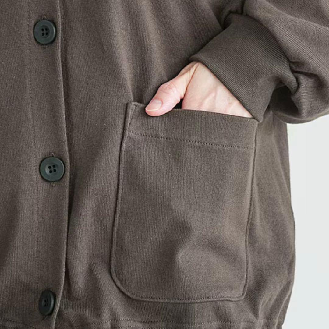 [ソラモナ]ペンネ天竺ドローコードカーディガントップス　茶色　りちゃん