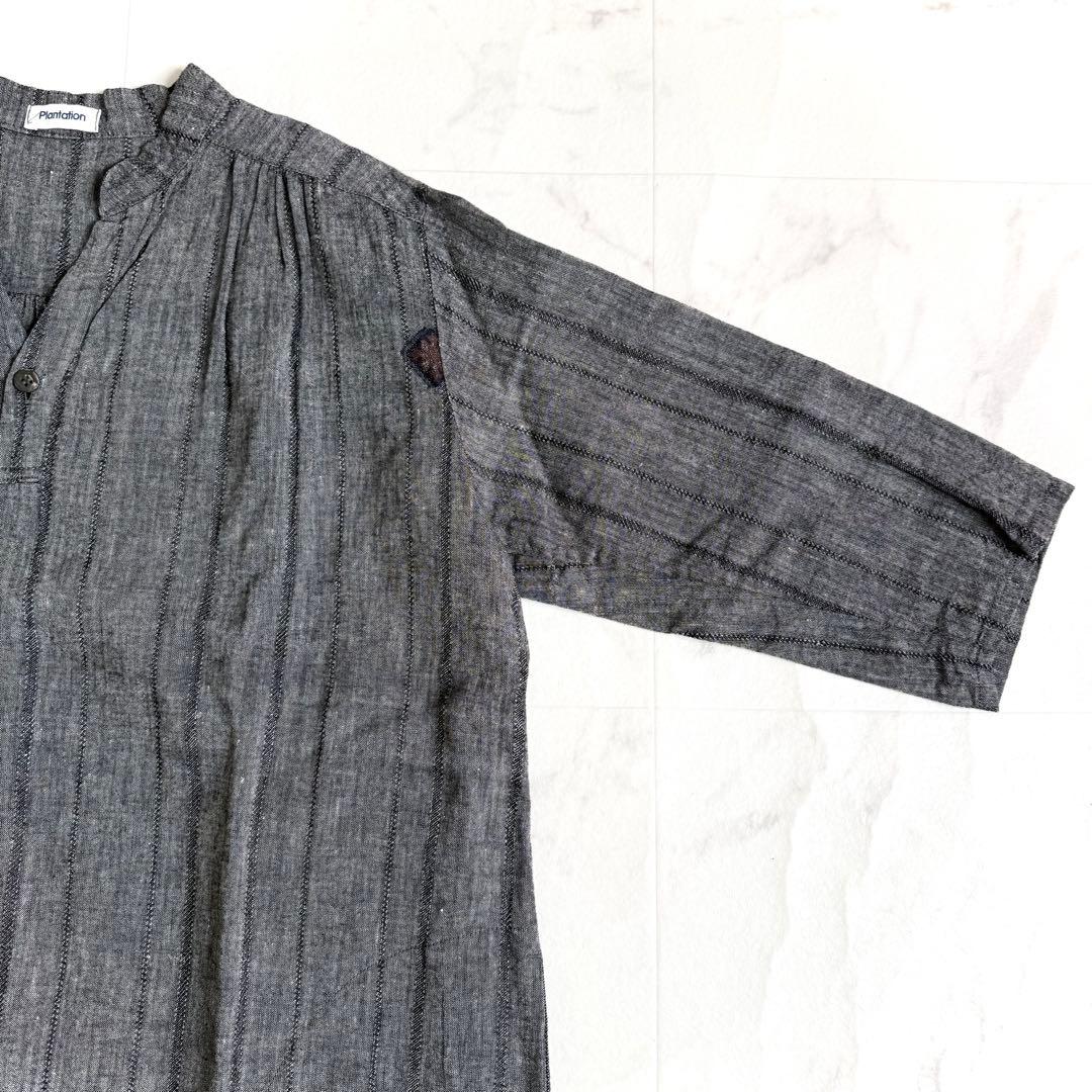 フォロー割☆プランテーション コットンリネン刺繍チュニックワンピース 七分袖