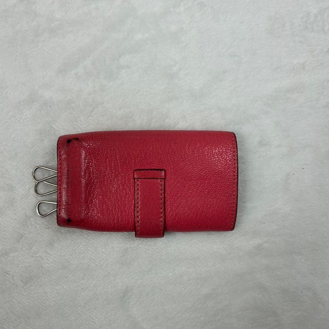 E518 箱付き エルメス ベアン レザー ピンク キーケース レディース