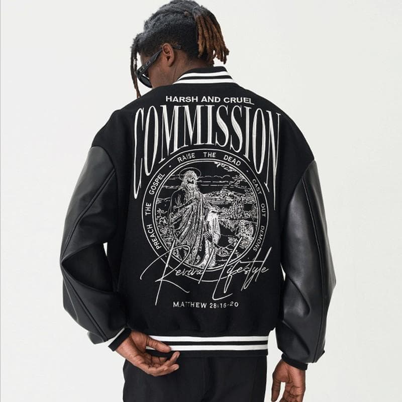 HARSH AND CRUEL スタジャン ジャケット キリスト 黒 2L