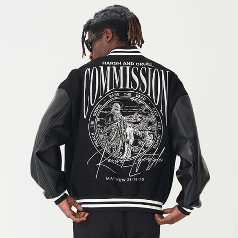 HARSH AND CRUEL スタジャン ジャケット キリスト 黒 2L