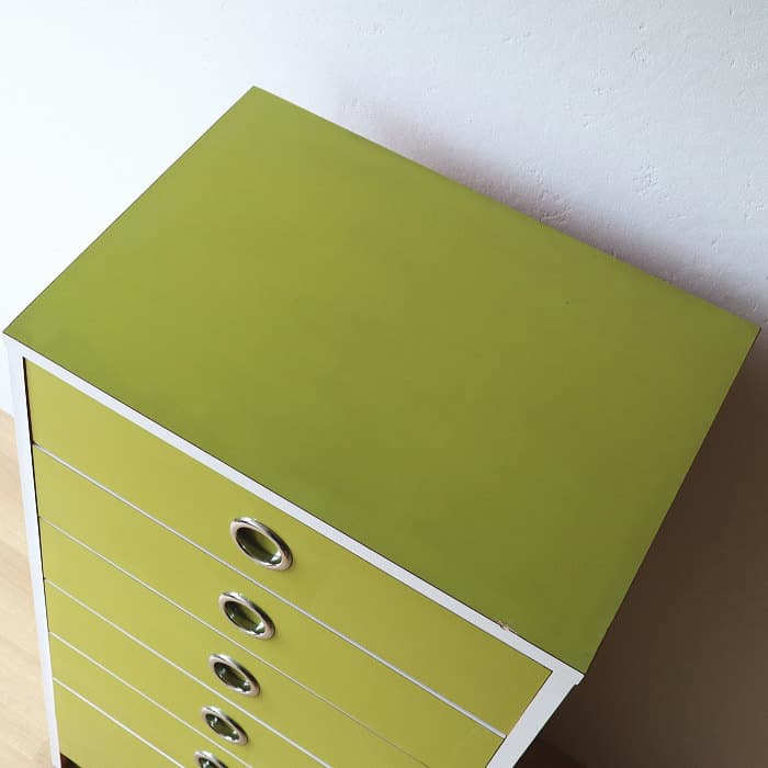 アンティーク レトロポップ 7段 チェスト 昭和レトロ スペースエイジ グリーン