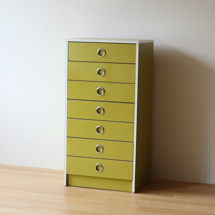 アンティーク レトロポップ 7段 チェスト 昭和レトロ スペースエイジ グリーン