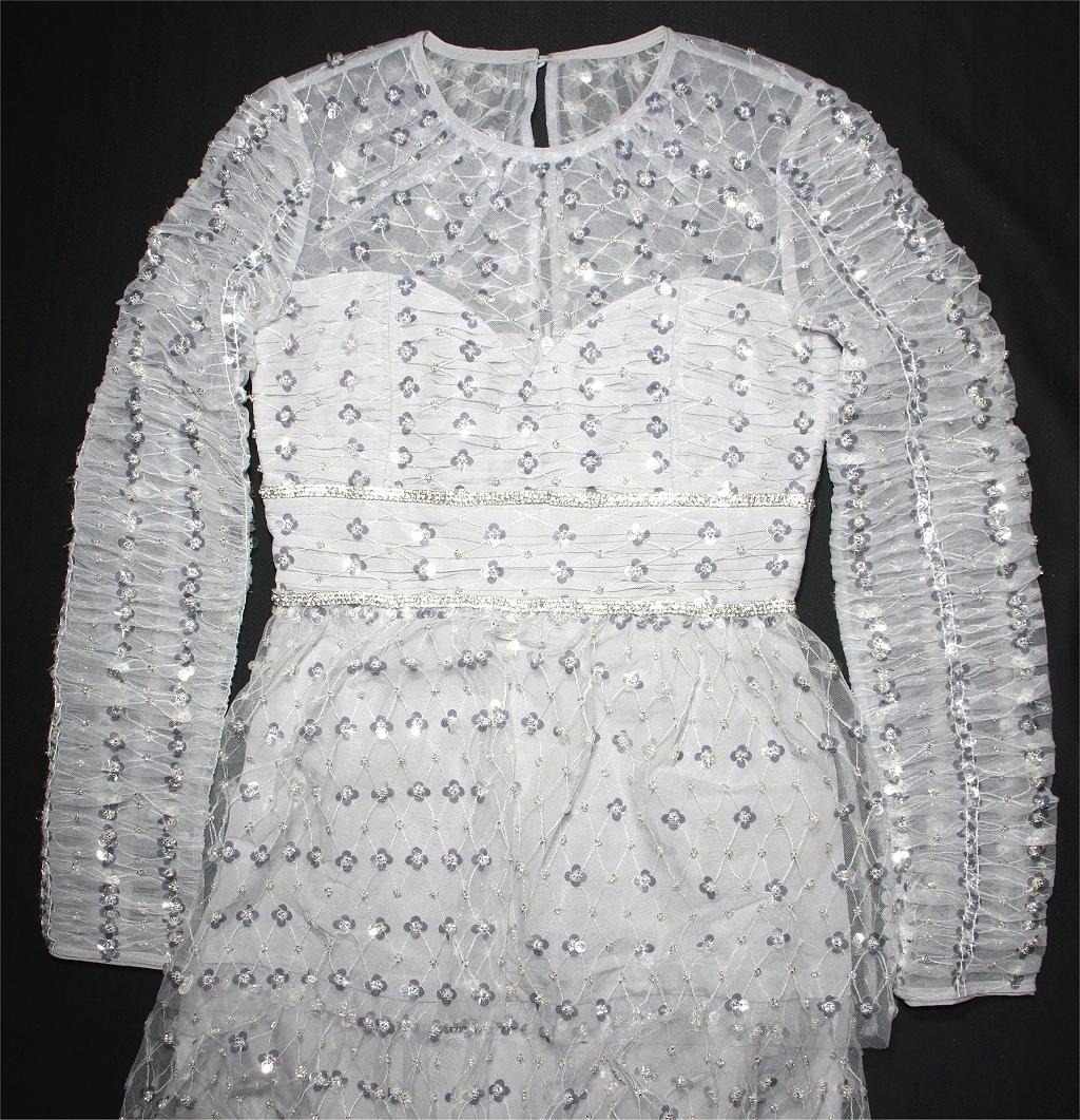 y*m様 セルフポートレイト ティアード ワンピース スパンコール グレー UK