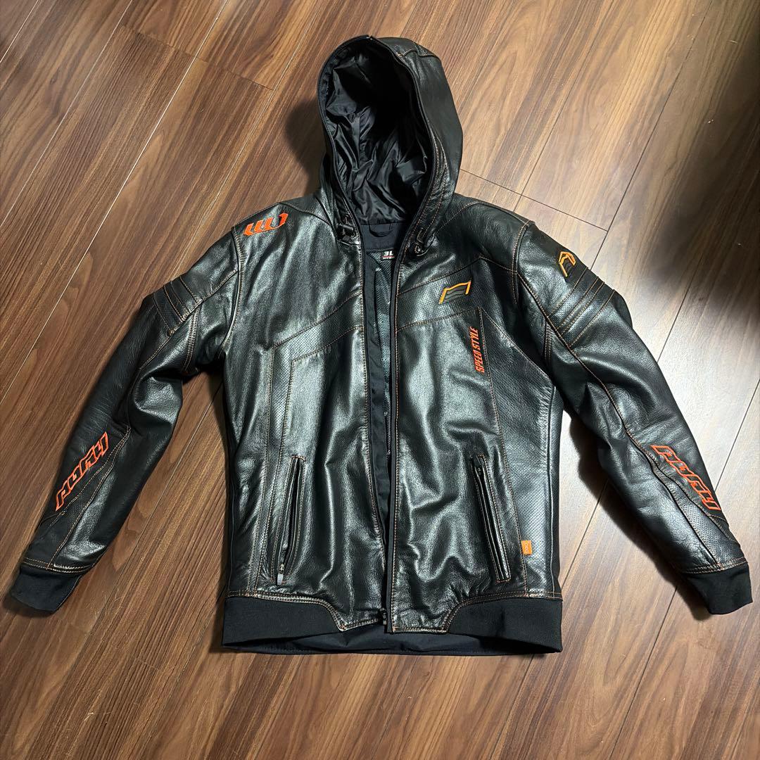 HYOD フード付きレザージャケット 3L ブラック