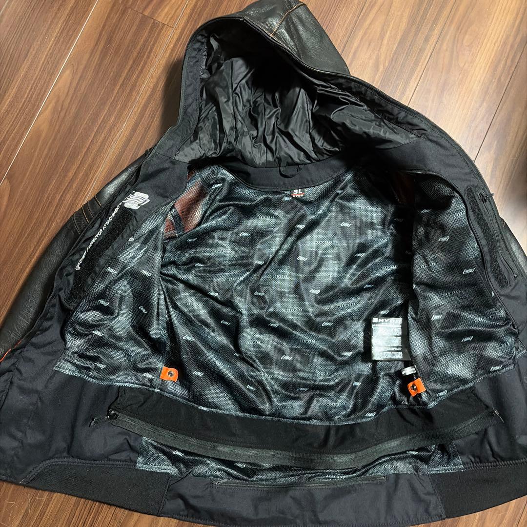 HYOD フード付きレザージャケット 3L ブラック