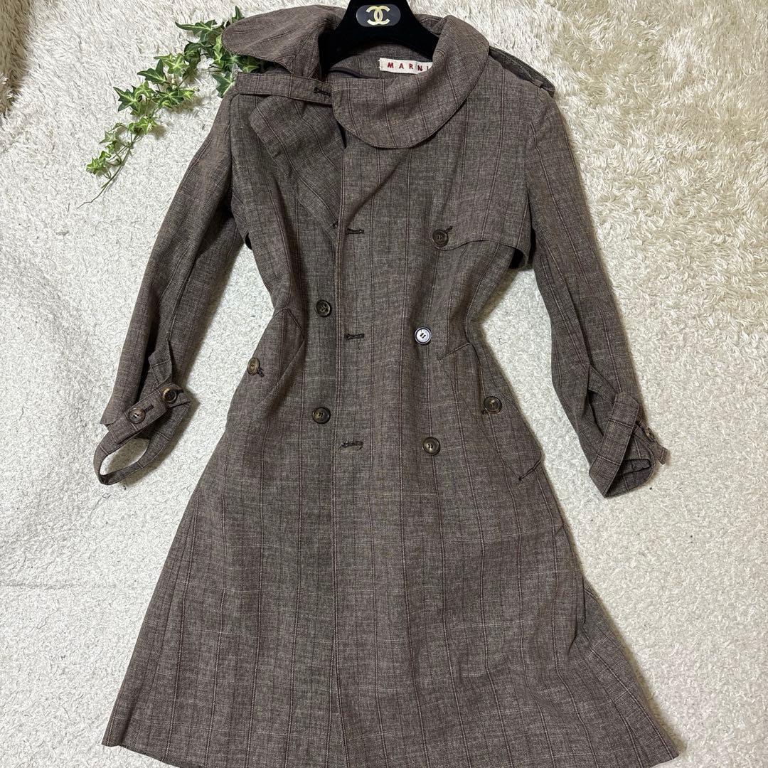 MARNI マルニ　イタリア製　トレンチコート　ダブルブレスト　ベルト　コットン