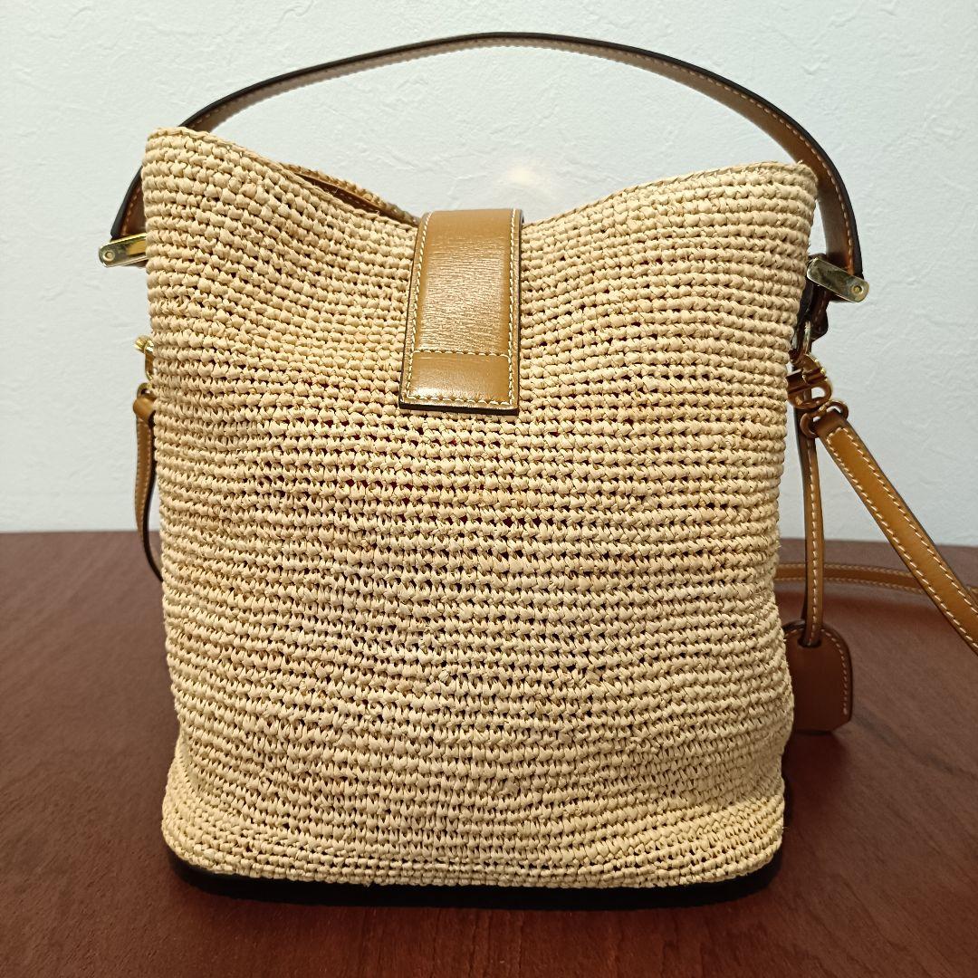 Mark Cross　マーククロス　ストロー バケツ トートバッグ　かごバッグ