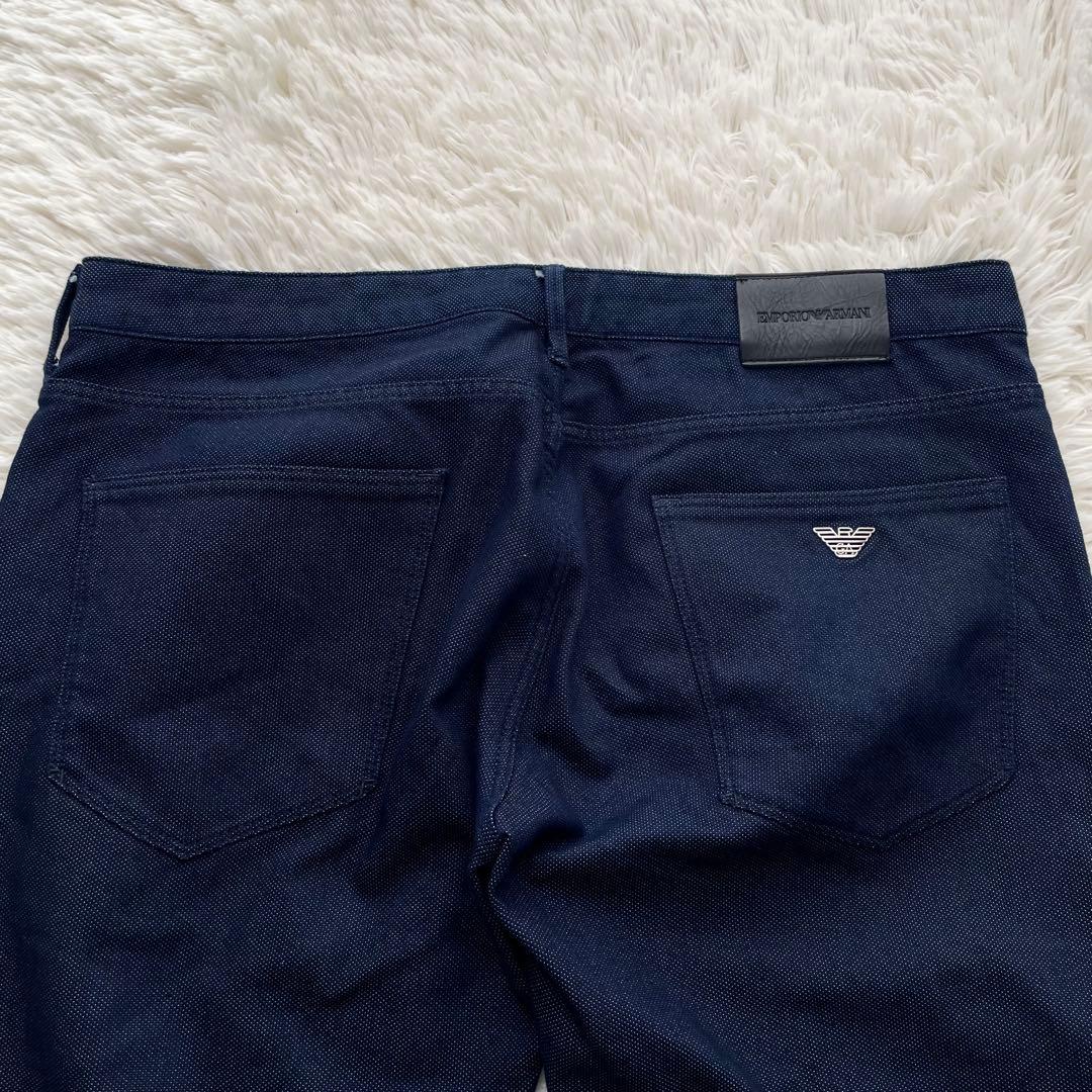 極美品✨エンポリオアルマーニ　ストレッチパンツ　イーグル金具　洗える　紺　2XL
