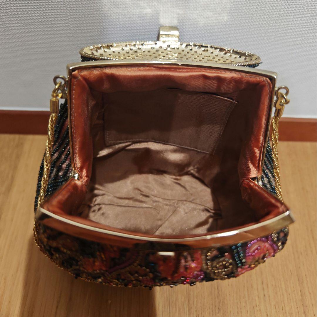 総ビーズ　バッグ　和装　洋装　ハンドバッグ　レトロ　昭和　がま口