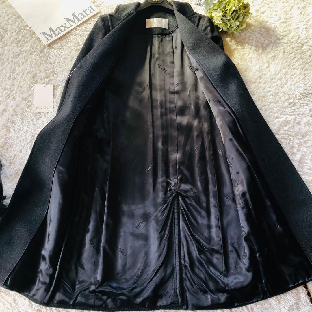 未使用 ✨マックスマーラ ベルテッドコート カシミヤ100% 女優襟 濃灰 40