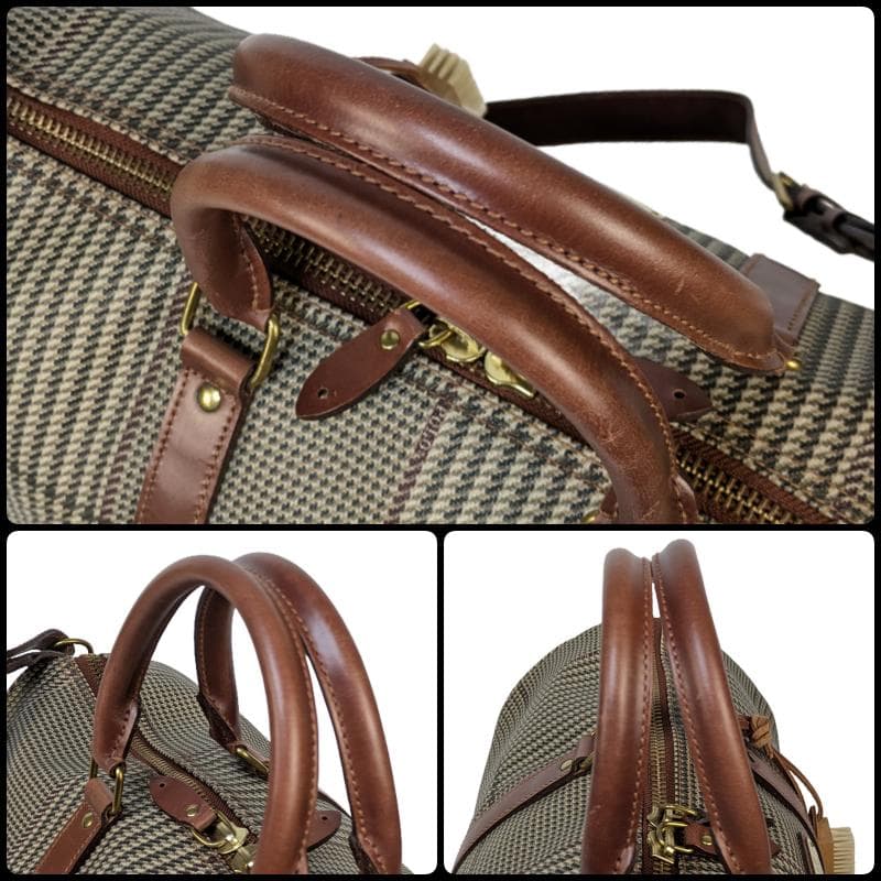 【極美品】ポロラルフローレン ボストンバッグ 千鳥柄 2way PVC レザー