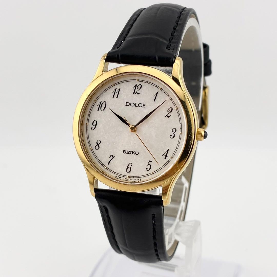 【希少/電池交換済】SEIKO　DOLCE　腕時計　新品ベルト　ゴールド
