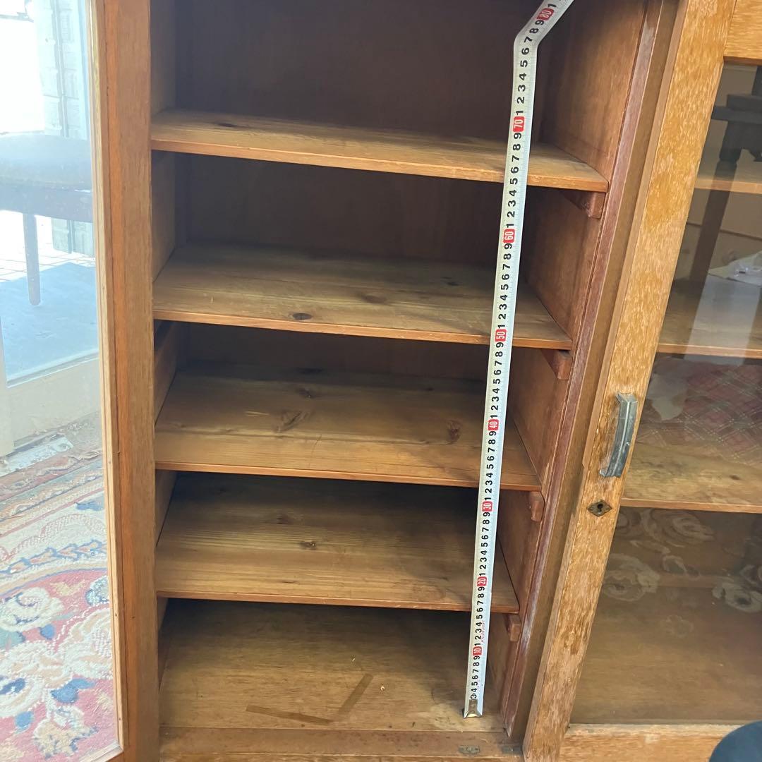 昭和レトロ 庄子木工製作所 古家具 ガラス戸 木製キャビネット 食器棚 飾り棚