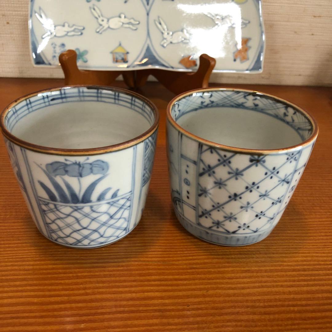 有田焼　五代走波作　染付 蕎麦猪口二客