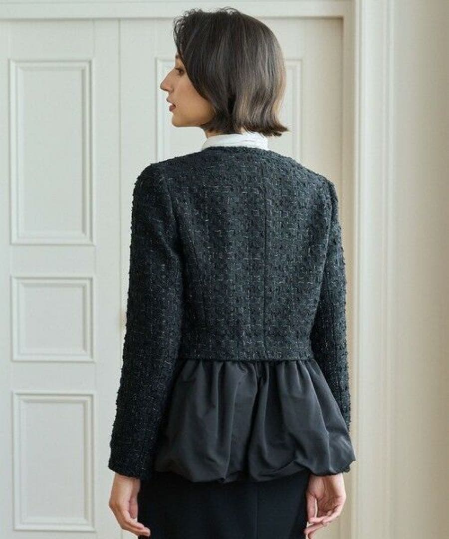 ANAYI ラメツイードペプラム ジャケット 38