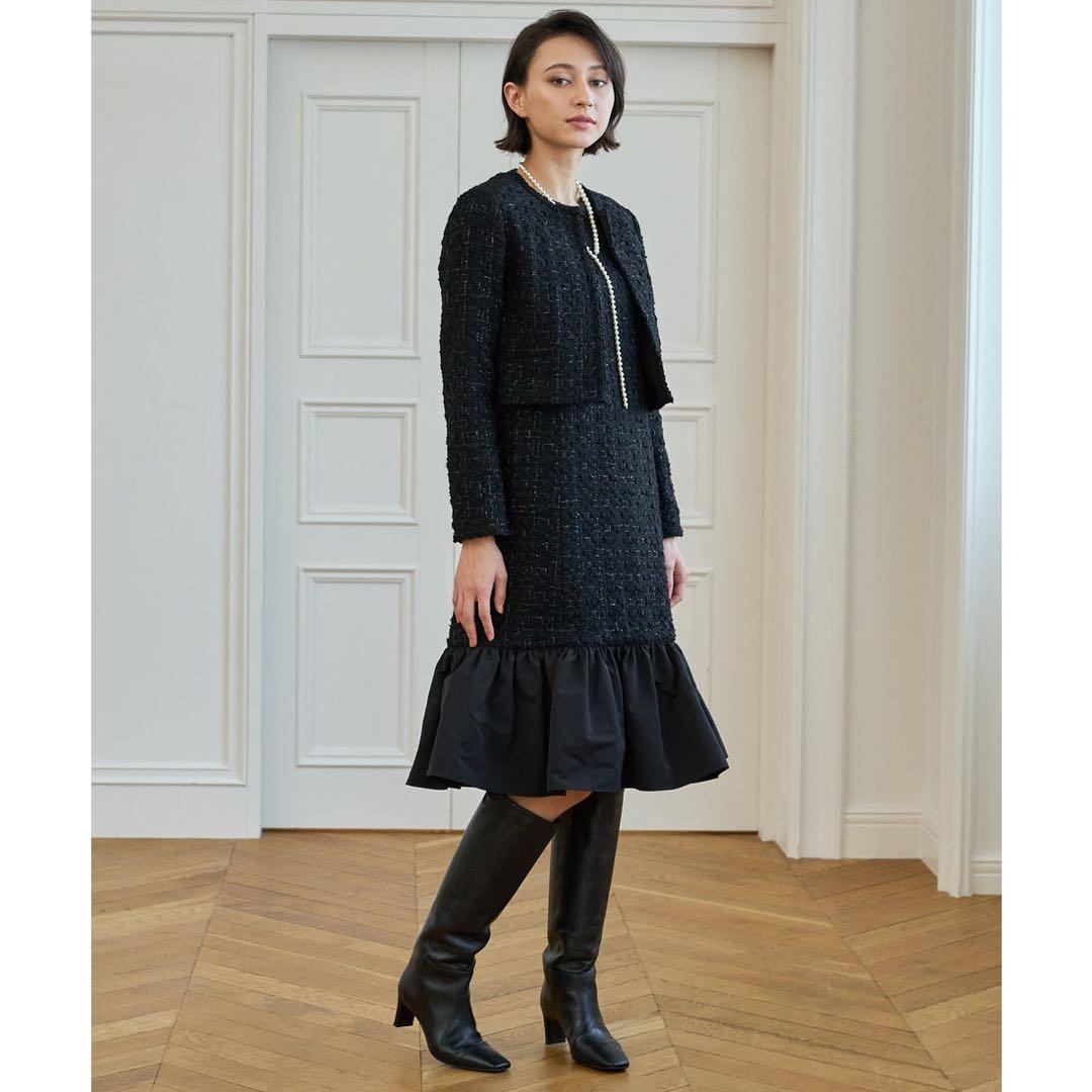 ANAYI ラメツイードペプラム ジャケット 38