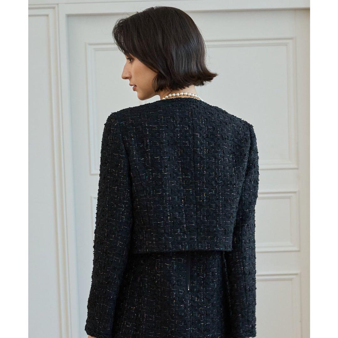 ANAYI ラメツイードペプラム ジャケット 38