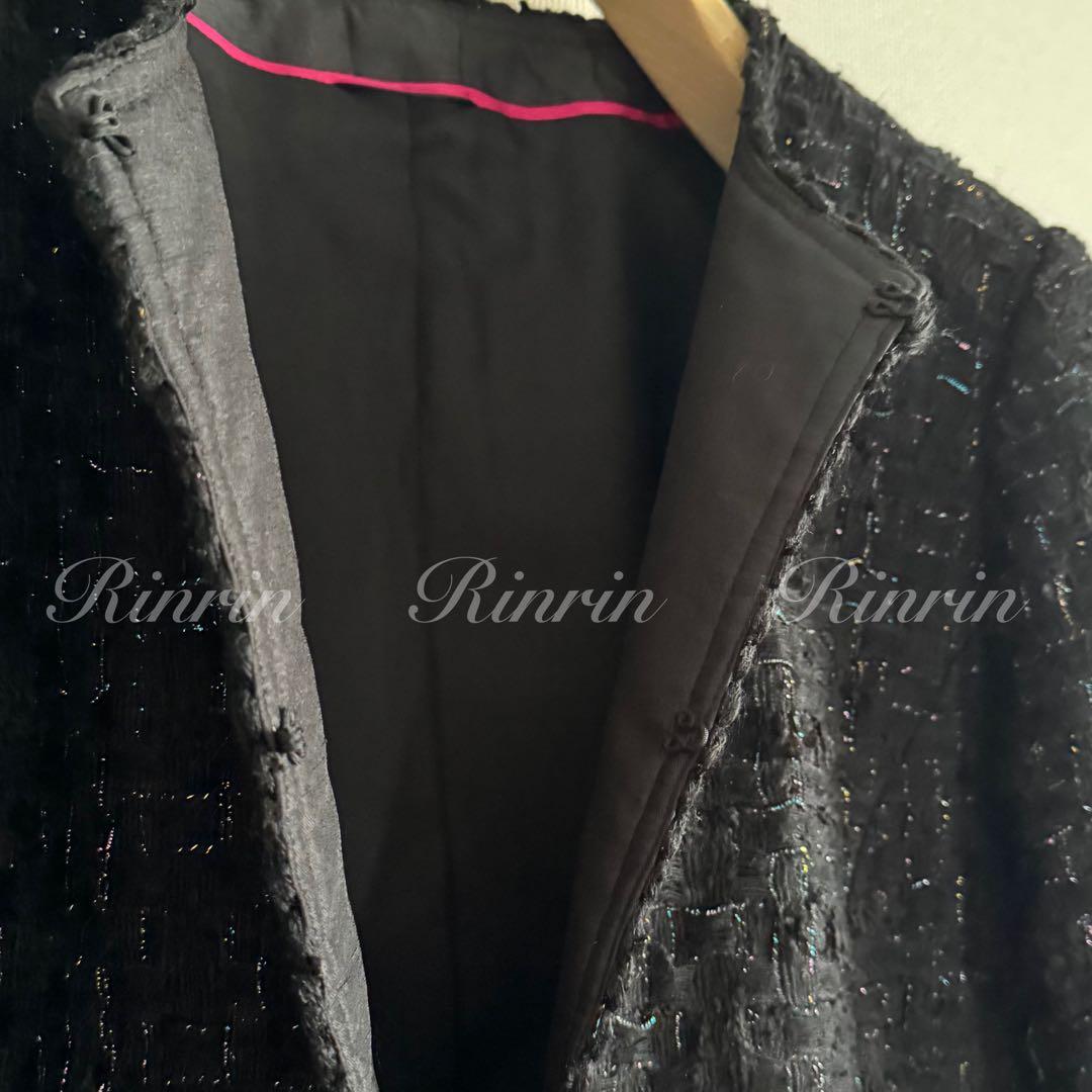 ANAYI ラメツイードペプラム ジャケット 38