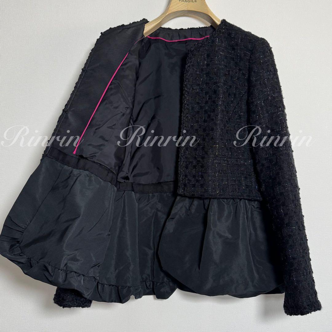 ANAYI ラメツイードペプラム ジャケット 38