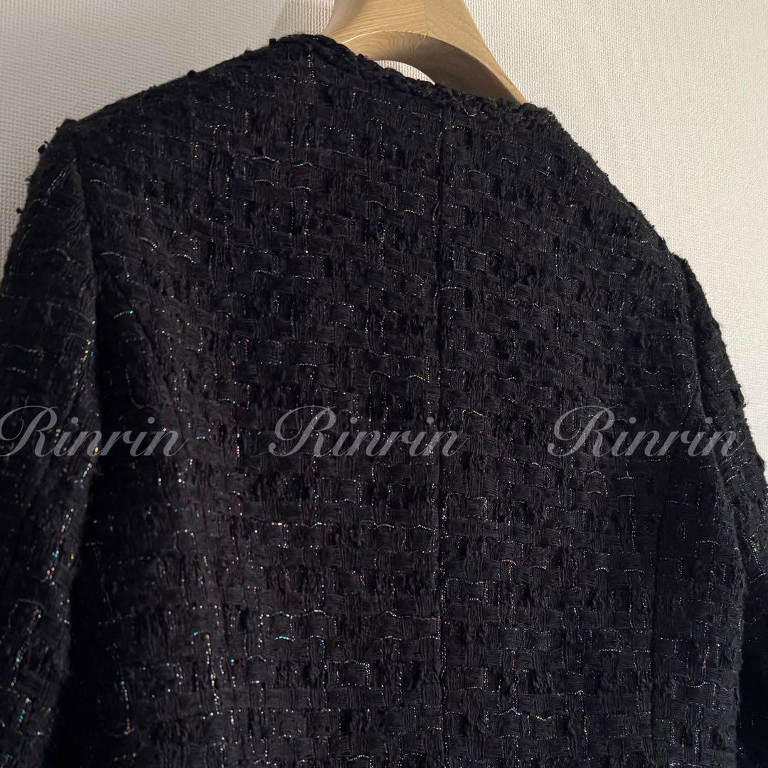 ANAYI ラメツイードペプラム ジャケット 38