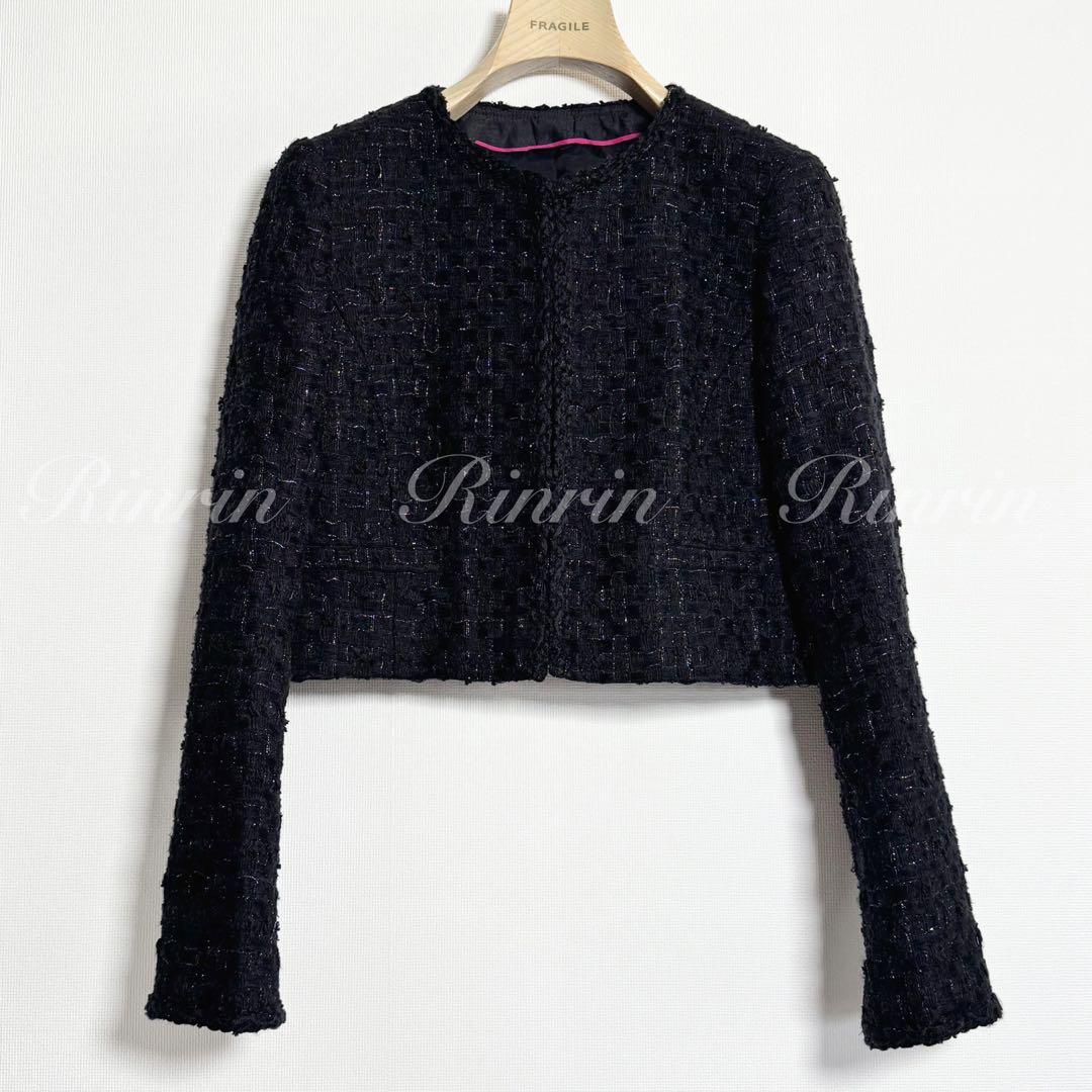 ANAYI ラメツイードペプラム ジャケット 38