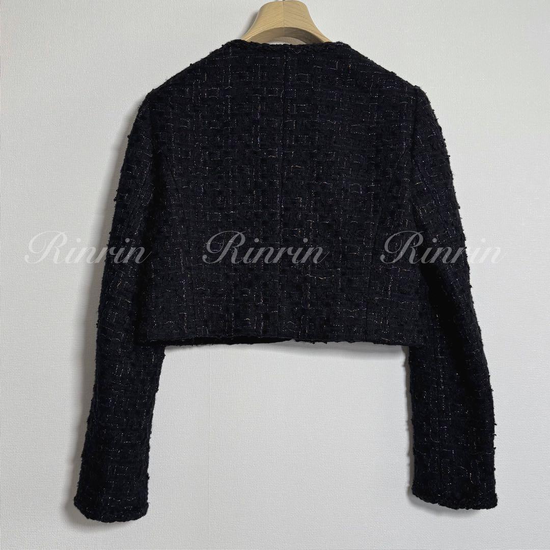 ANAYI ラメツイードペプラム ジャケット 38