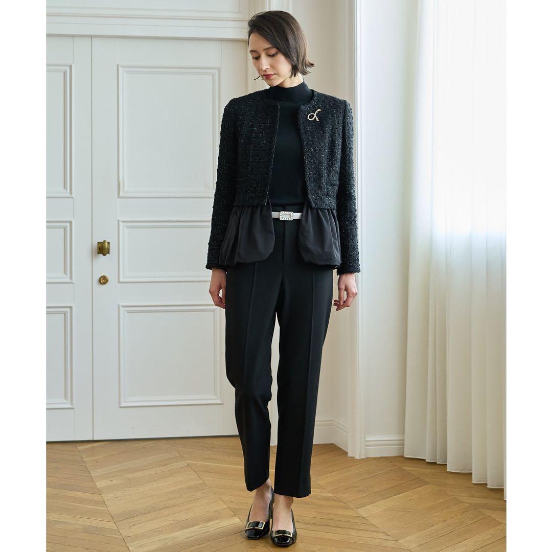 ANAYI ラメツイードペプラム ジャケット 38