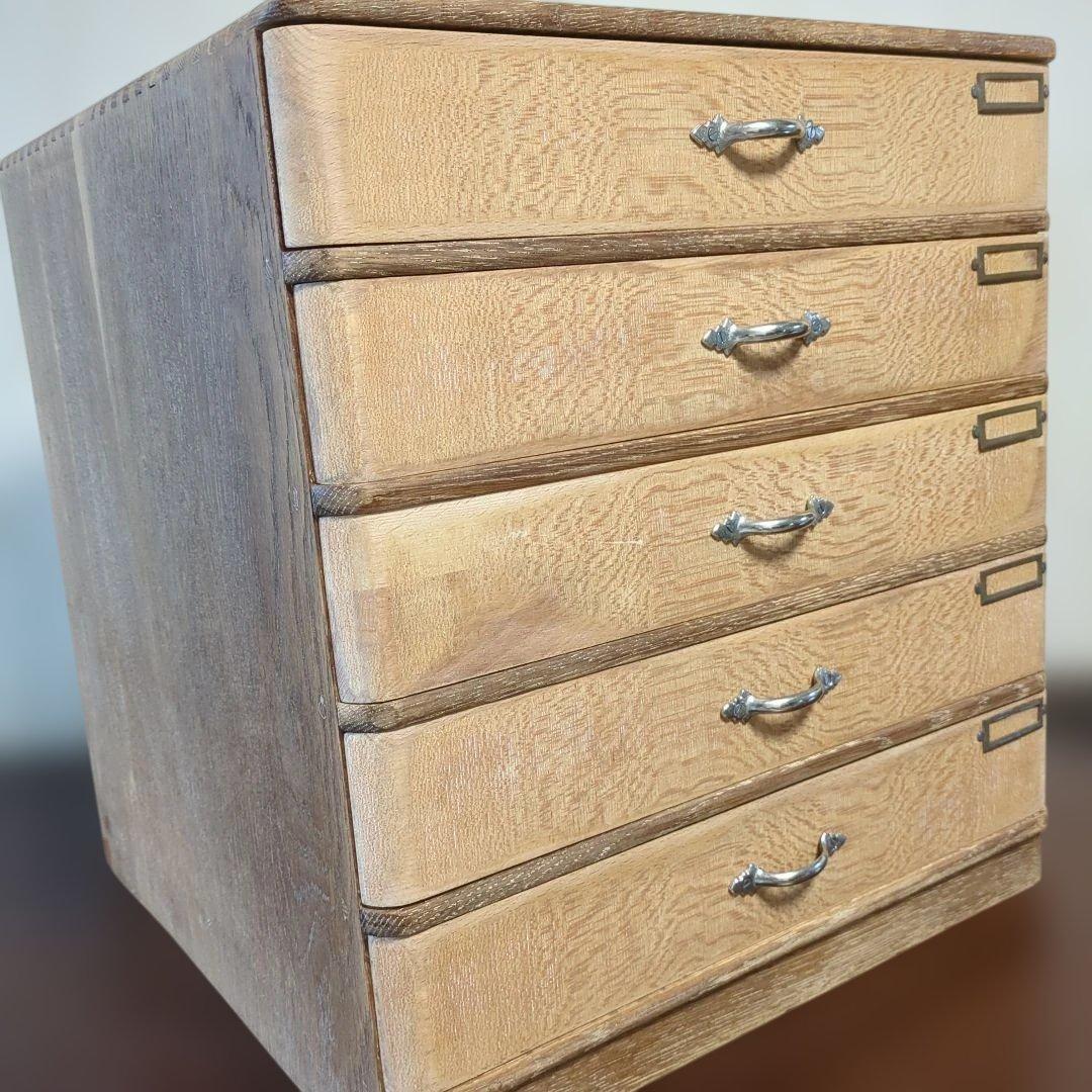 古道具アンティーク5段やや大きめ引き出しA4サイズ可