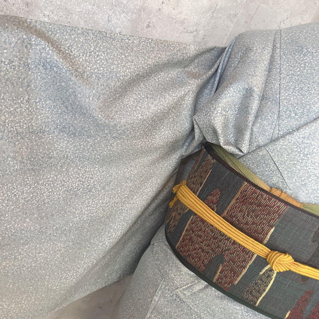 大島紬　染め大島　小紋　フルセット　着物　正絹　水色　難あり　p2