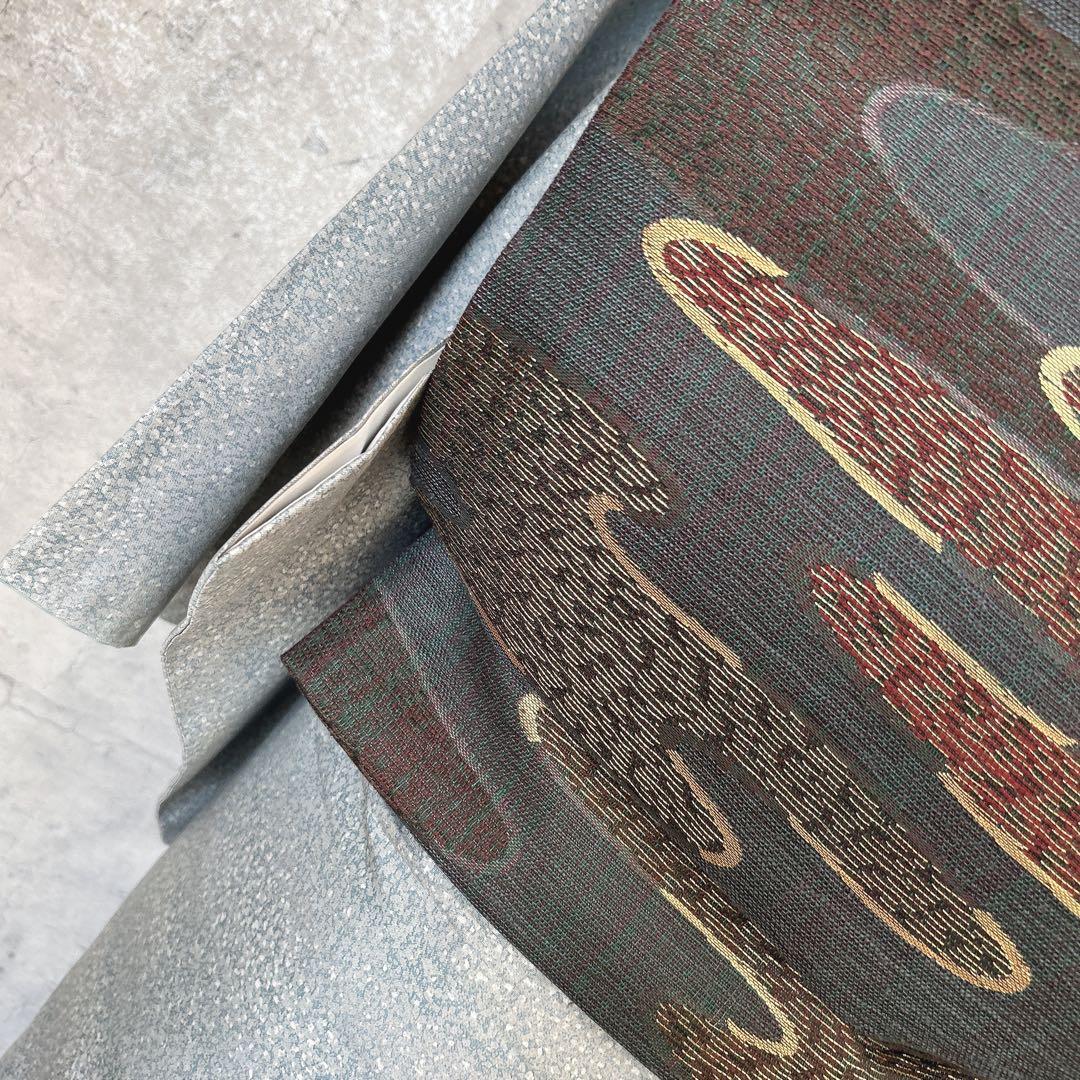 大島紬　染め大島　小紋　フルセット　着物　正絹　水色　難あり　p2