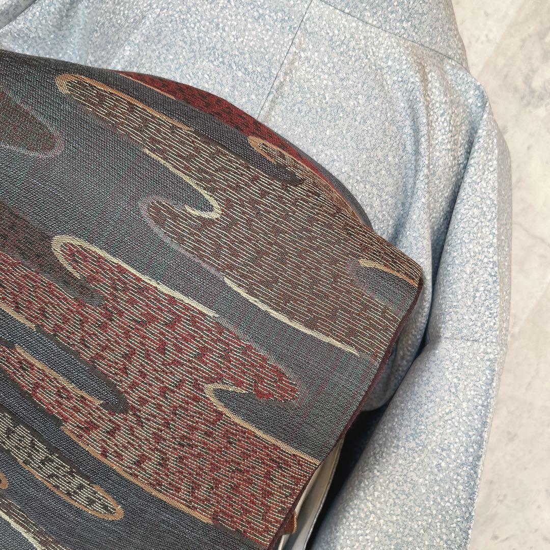 大島紬　染め大島　小紋　フルセット　着物　正絹　水色　難あり　p2