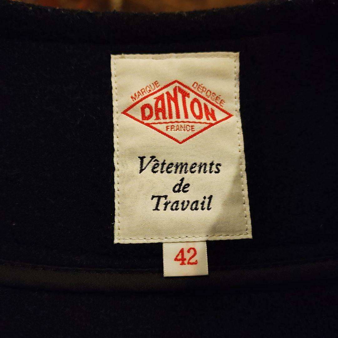 DANTON ウールモッサカラーレスジャケット サイズ42 ネイビー
