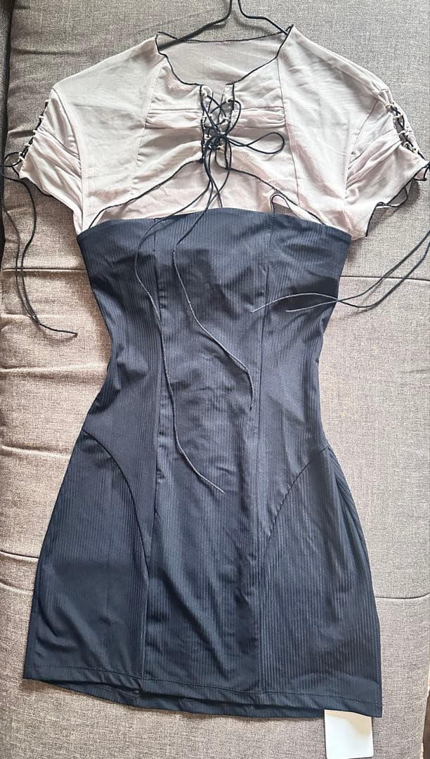 THEREDTHREAD　S lace up dress mini