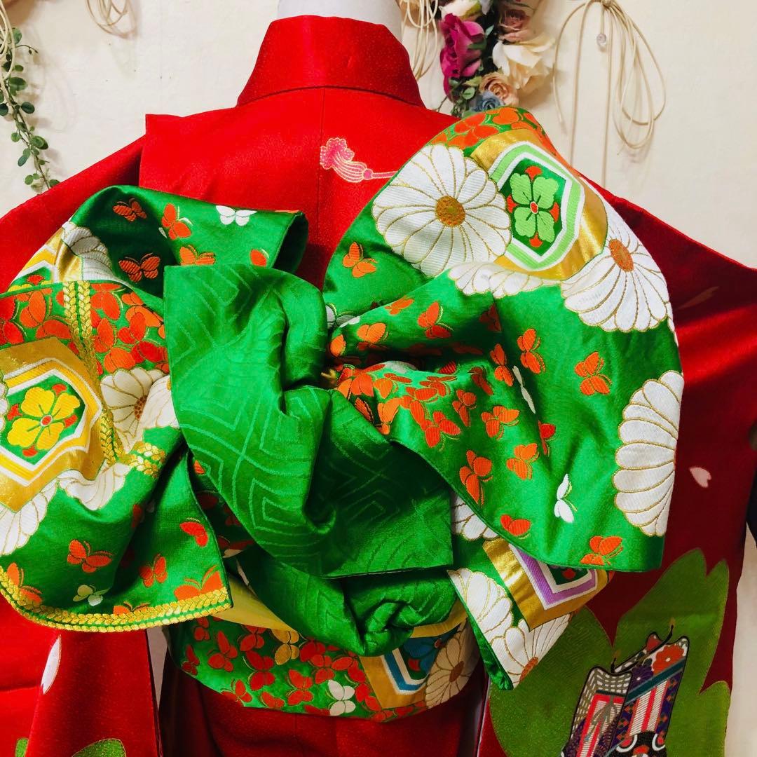 七五三七歳‼人気赤地に桜尽くし金箔煌びやか際立つ❤️完全フルセット安心