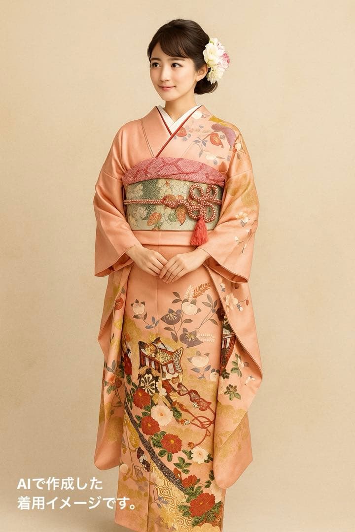 美品　成人式❤️　振袖フルセット　正絹　ピンク　駒刺繍